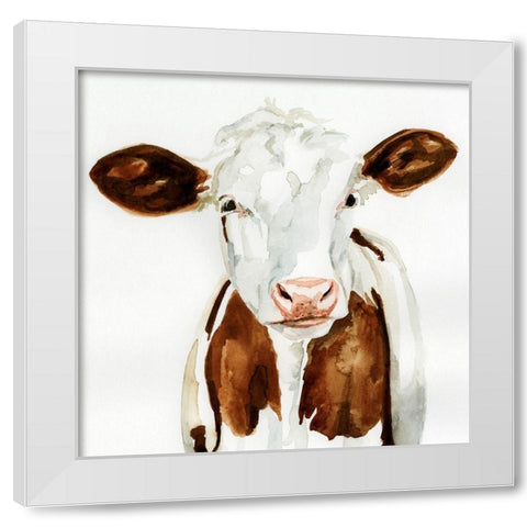 Cow Gaze I White Modern Wood Framed Art Print by Barnes, Victoria