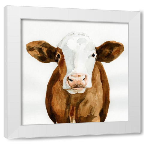 Cow Gaze II White Modern Wood Framed Art Print by Barnes, Victoria