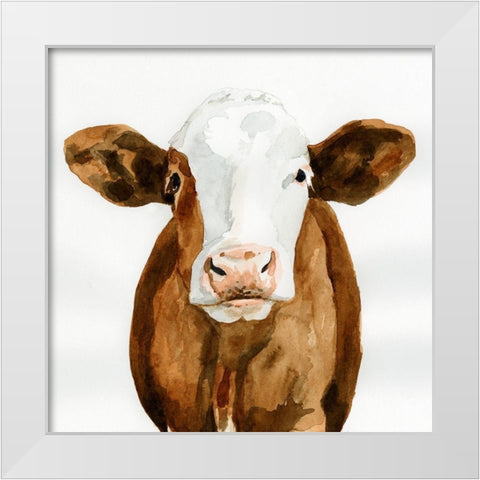 Cow Gaze II White Modern Wood Framed Art Print by Barnes, Victoria