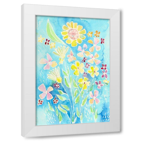 Snappy Floral I White Modern Wood Framed Art Print by Moore, Regina