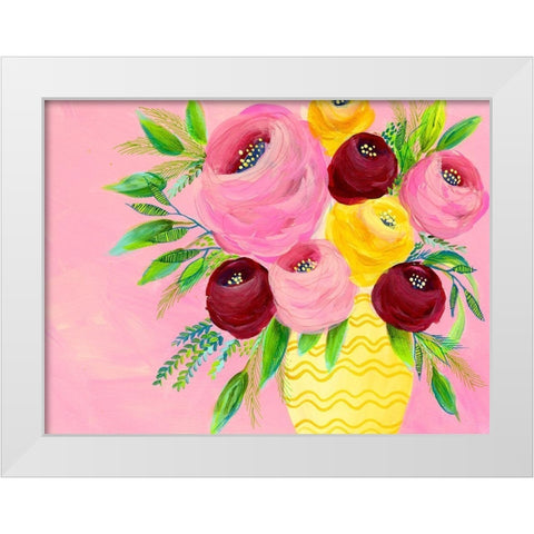 Pink Garden Flowers II White Modern Wood Framed Art Print by Moore, Regina