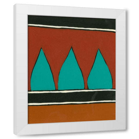 Rust and Teal Patterns II White Modern Wood Framed Art Print by Moore, Regina
