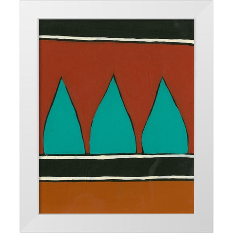 Rust and Teal Patterns II White Modern Wood Framed Art Print by Moore, Regina