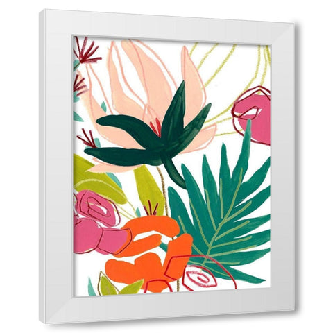 Tropical Confetti I White Modern Wood Framed Art Print by Vess, June Erica