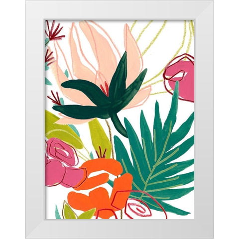 Tropical Confetti I White Modern Wood Framed Art Print by Vess, June Erica