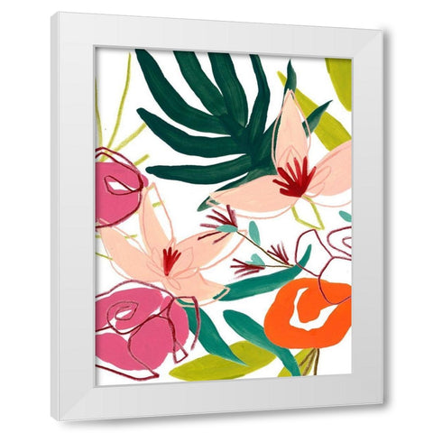 Tropical Confetti II White Modern Wood Framed Art Print by Vess, June Erica