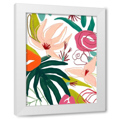 Tropical Confetti III White Modern Wood Framed Art Print by Vess, June Erica