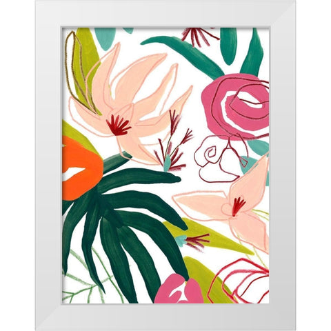 Tropical Confetti III White Modern Wood Framed Art Print by Vess, June Erica