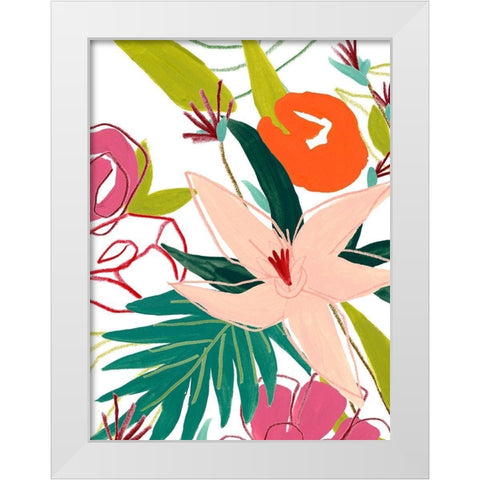 Tropical Confetti IV White Modern Wood Framed Art Print by Vess, June Erica