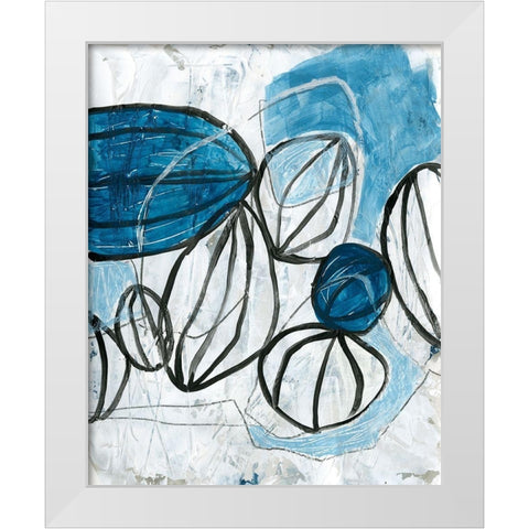 Blue Lanterns II White Modern Wood Framed Art Print by Vess, June Erica