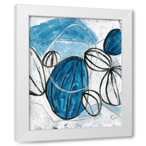 Blue Lanterns III White Modern Wood Framed Art Print by Vess, June Erica