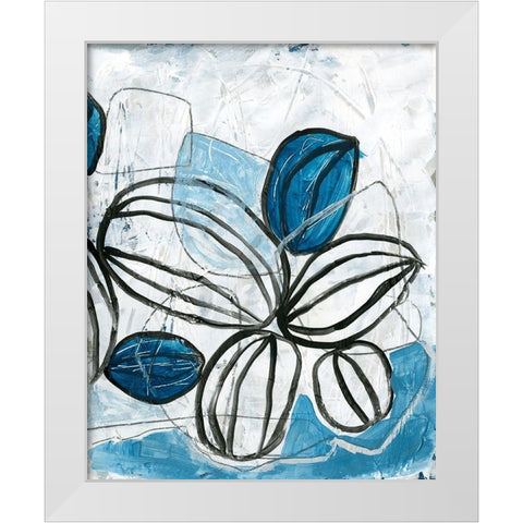 Blue Lanterns IV White Modern Wood Framed Art Print by Vess, June Erica