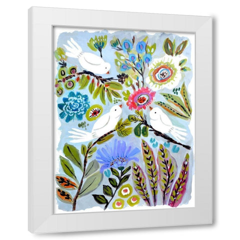 Bird Love I White Modern Wood Framed Art Print by Fields, Karen