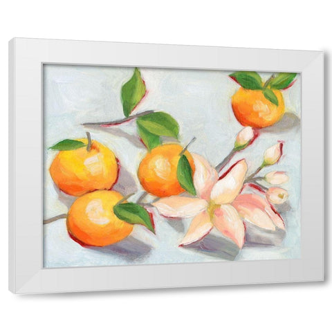 Tangerine Blossoms I White Modern Wood Framed Art Print by Wang, Melissa