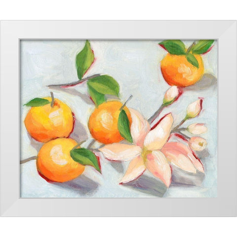 Tangerine Blossoms I White Modern Wood Framed Art Print by Wang, Melissa