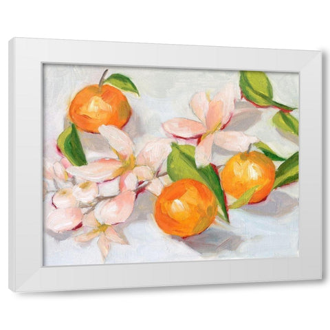 Tangerine Blossoms II White Modern Wood Framed Art Print by Wang, Melissa