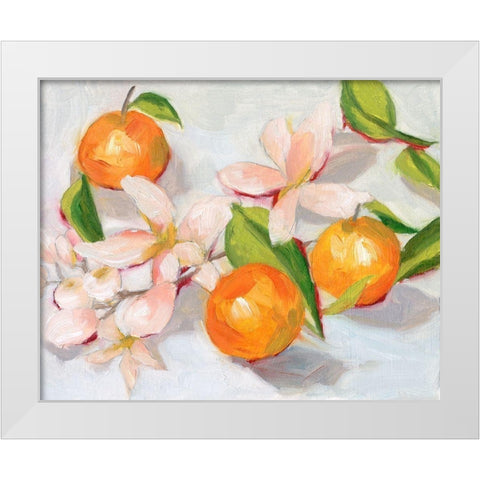 Tangerine Blossoms II White Modern Wood Framed Art Print by Wang, Melissa