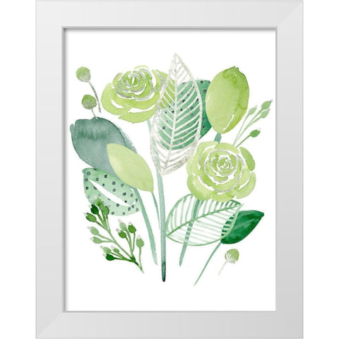 Green Portrait I White Modern Wood Framed Art Print by Wang, Melissa