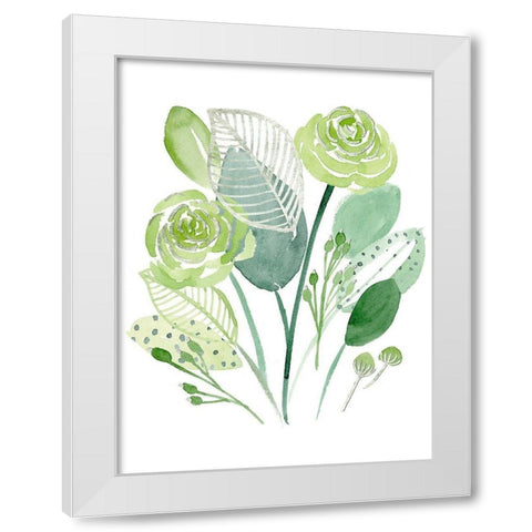 Green Portrait II White Modern Wood Framed Art Print by Wang, Melissa