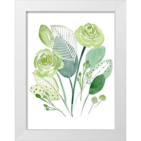 Green Portrait II White Modern Wood Framed Art Print by Wang, Melissa