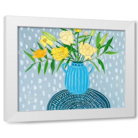 Flowers in Vase I White Modern Wood Framed Art Print by Wang, Melissa