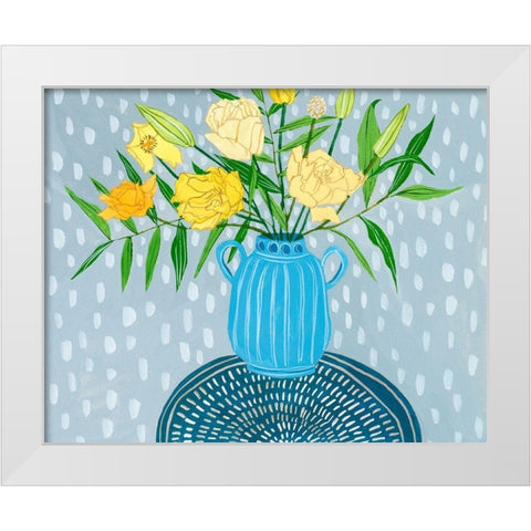 Flowers in Vase I White Modern Wood Framed Art Print by Wang, Melissa