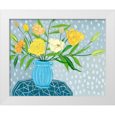 Flowers in Vase II White Modern Wood Framed Art Print by Wang, Melissa