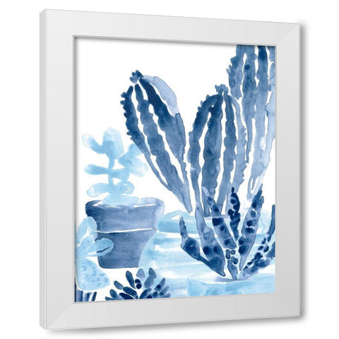 Indigo Succulent I White Modern Wood Framed Art Print by Vess, June Erica