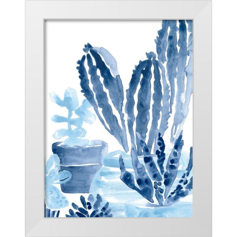 Indigo Succulent I White Modern Wood Framed Art Print by Vess, June Erica