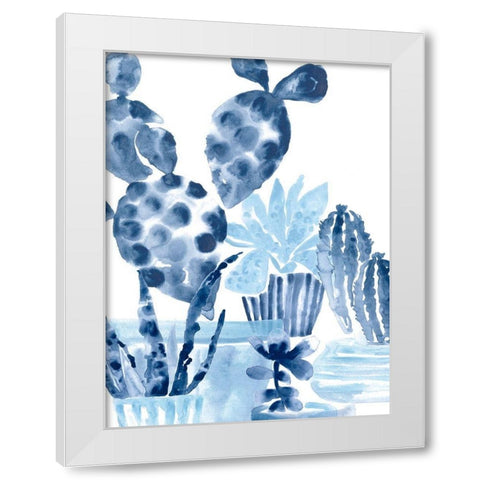 Indigo Succulent II White Modern Wood Framed Art Print by Vess, June Erica