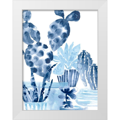 Indigo Succulent II White Modern Wood Framed Art Print by Vess, June Erica