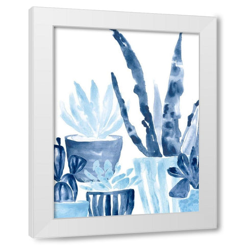 Indigo Succulent III White Modern Wood Framed Art Print by Vess, June Erica