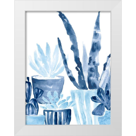 Indigo Succulent III White Modern Wood Framed Art Print by Vess, June Erica
