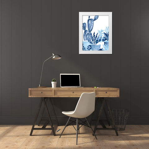 Indigo Succulent IV White Modern Wood Framed Art Print by Vess, June Erica