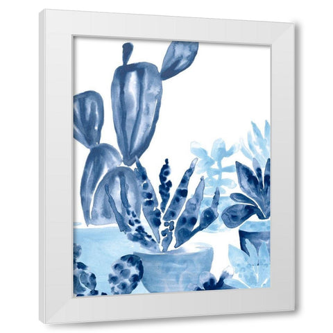Indigo Succulent IV White Modern Wood Framed Art Print by Vess, June Erica