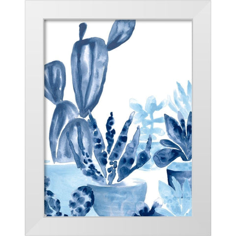 Indigo Succulent IV White Modern Wood Framed Art Print by Vess, June Erica