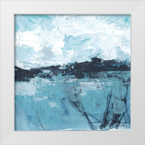 Blue Coast Abstract I White Modern Wood Framed Art Print by Vess, June Erica