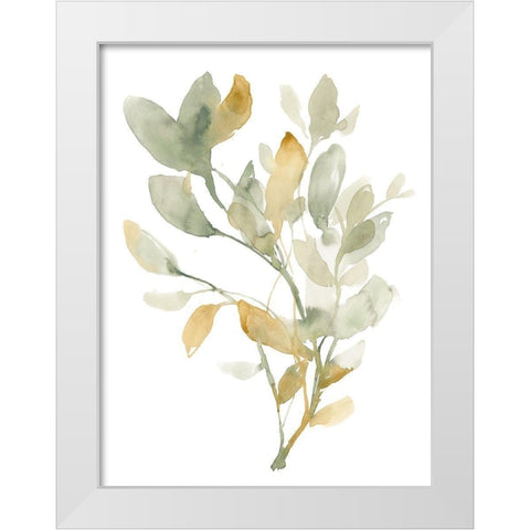 Sage and Sienna Leaves I White Modern Wood Framed Art Print by Goldberger, Jennifer