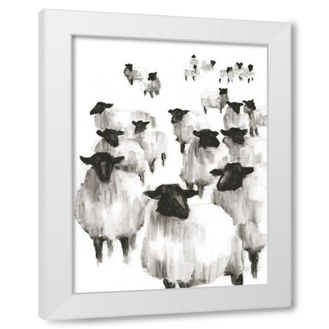 Counting Sheep I White Modern Wood Framed Art Print by Harper, Ethan