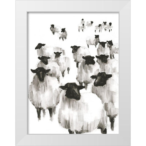 Counting Sheep I White Modern Wood Framed Art Print by Harper, Ethan
