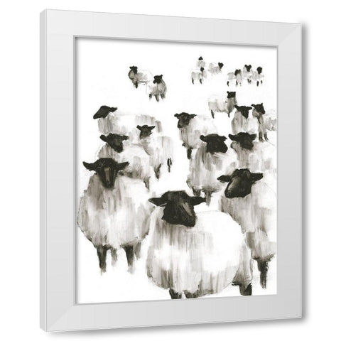 Counting Sheep I White Modern Wood Framed Art Print by Harper, Ethan
