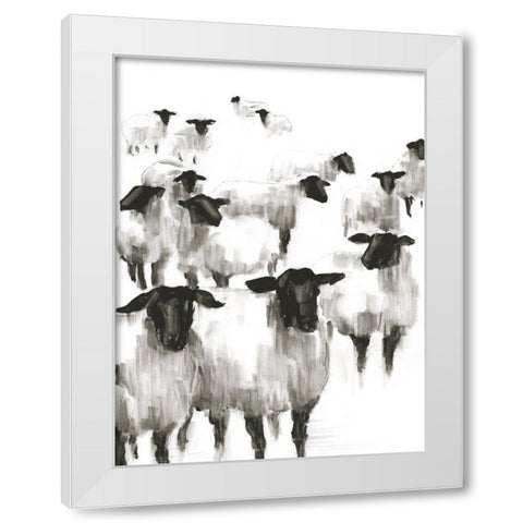 Counting Sheep II White Modern Wood Framed Art Print by Harper, Ethan