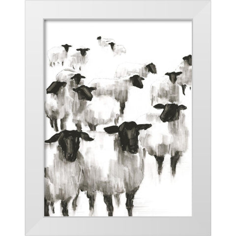 Counting Sheep II White Modern Wood Framed Art Print by Harper, Ethan