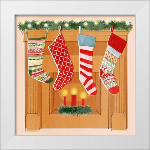 Christmas Stockings II White Modern Wood Framed Art Print by Popp, Grace