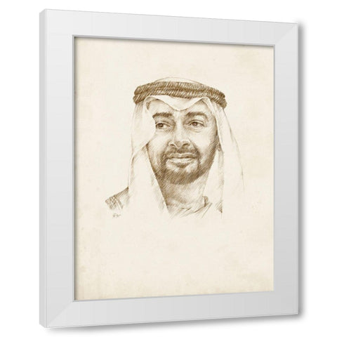 Sheikh Mohammed bin Zayed Al Nahyan White Modern Wood Framed Art Print by Harper, Ethan