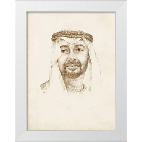 Sheikh Mohammed bin Zayed Al Nahyan White Modern Wood Framed Art Print by Harper, Ethan