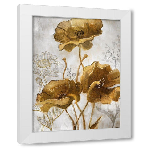 Gold and Silver Flowerfield II White Modern Wood Framed Art Print by Studio W