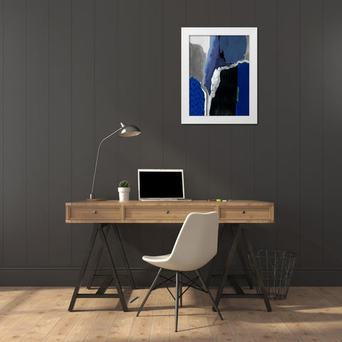 Cobalt Abstract II White Modern Wood Framed Art Print by Studio W