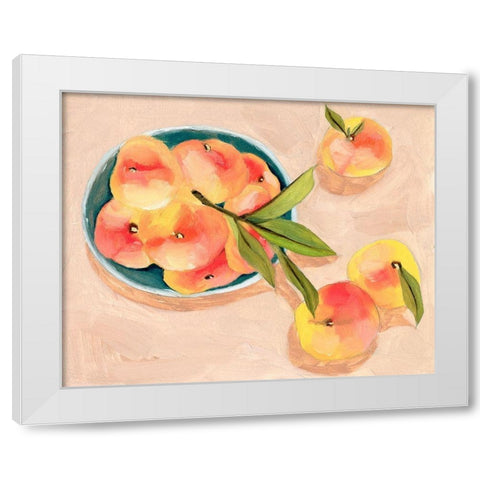 Saturn Peaches I White Modern Wood Framed Art Print by Wang, Melissa