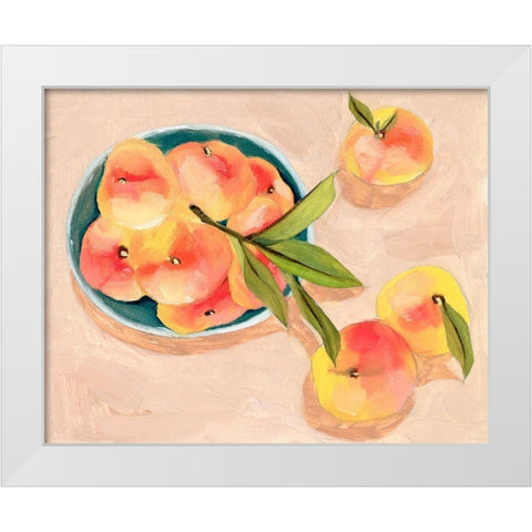 Saturn Peaches I White Modern Wood Framed Art Print by Wang, Melissa